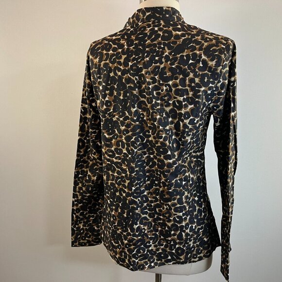 Michael Kors Women's Animal Print Lace Up Neck Blouse - Size Small - Picture 5 of 6
